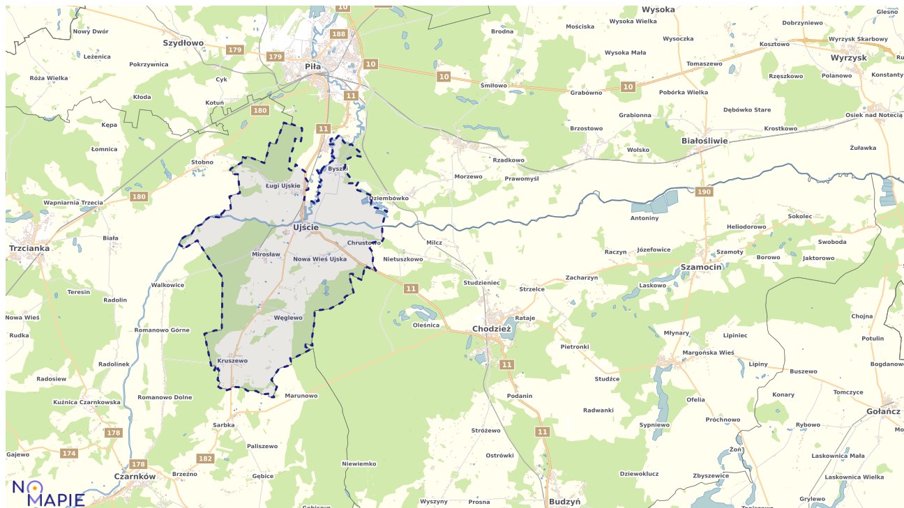 Mapa obszarów ochrony przyrody Ujścia